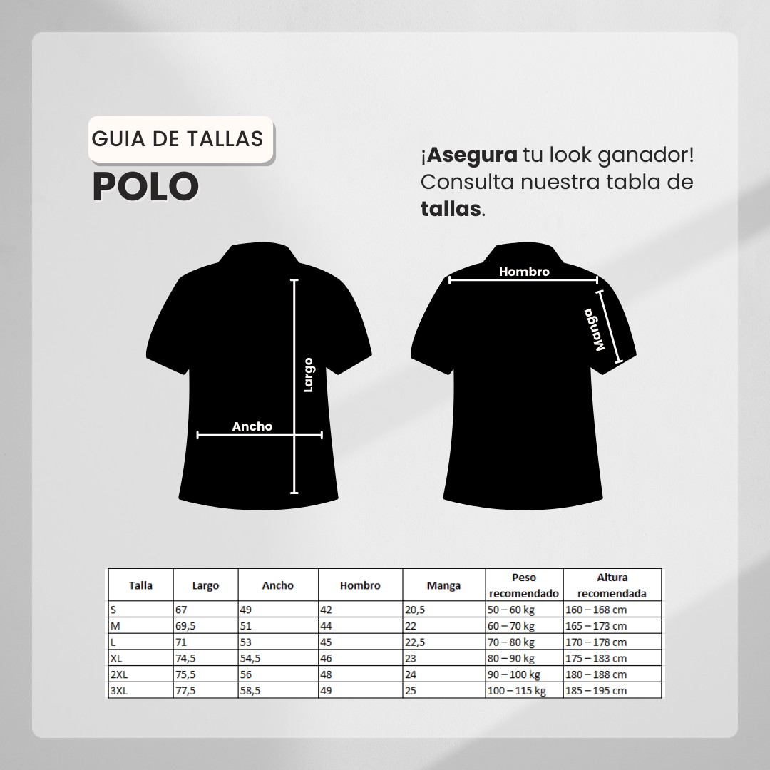 Guía de tallas Camiseta 22348# Tipo Polo Azul Oscuro Para Hombre