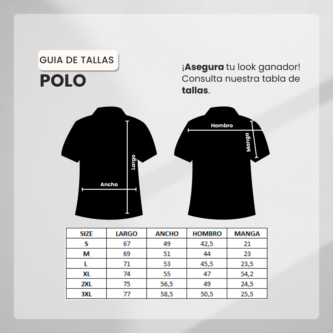 Guía de tallas Camiseta 22362# Tipo Polo Blanca Para Hombre
