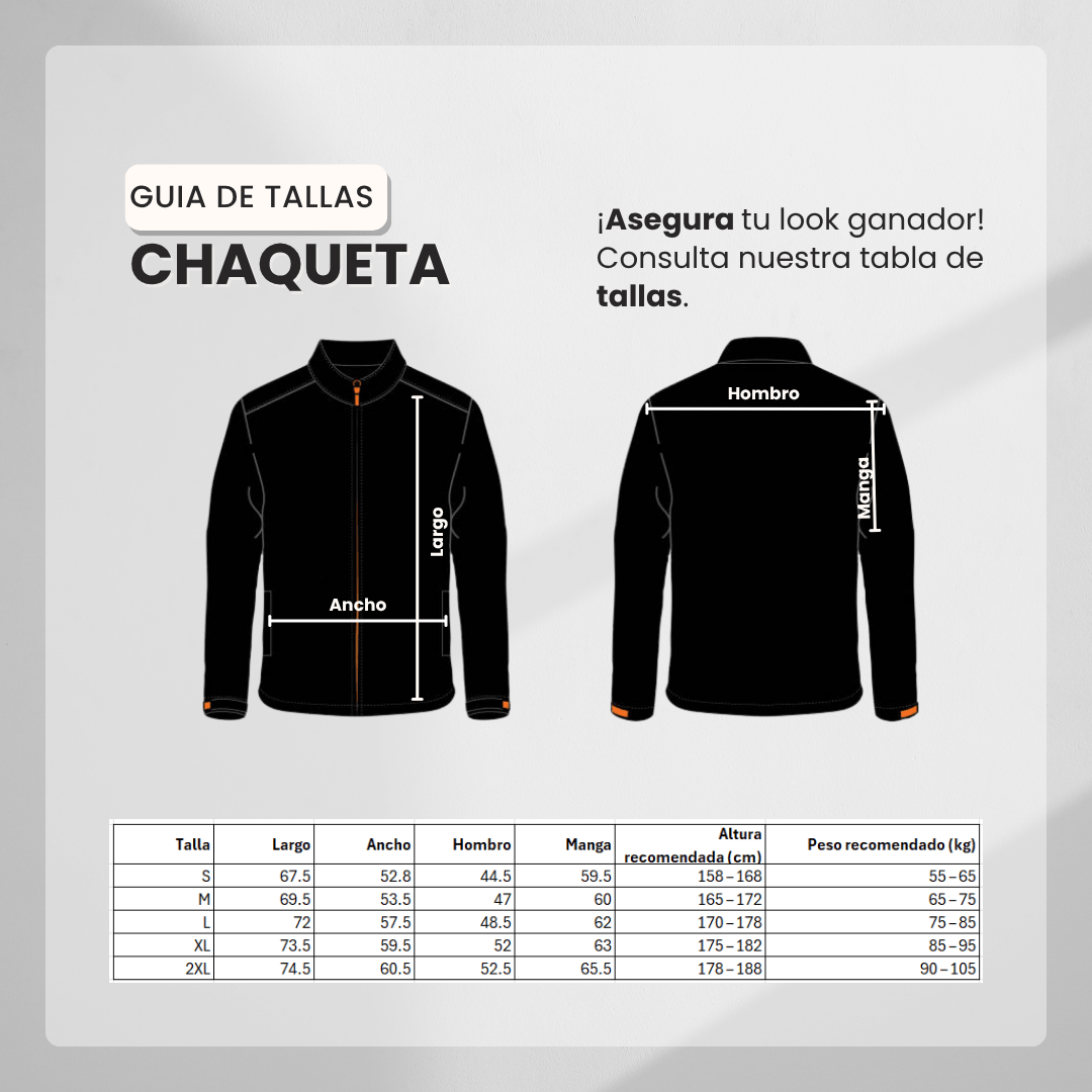 Guía de tallas Chaqueta Deportiva Blanca Para Hombre Ref. 1818 (V2)