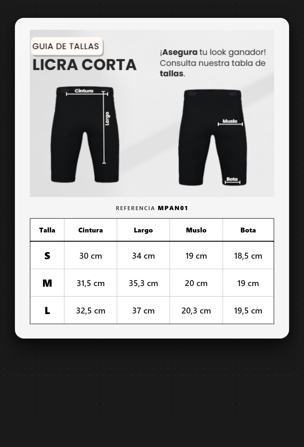 Guía de tallas Short Deportivo Gris Para Mujer Ref. MPAN01
