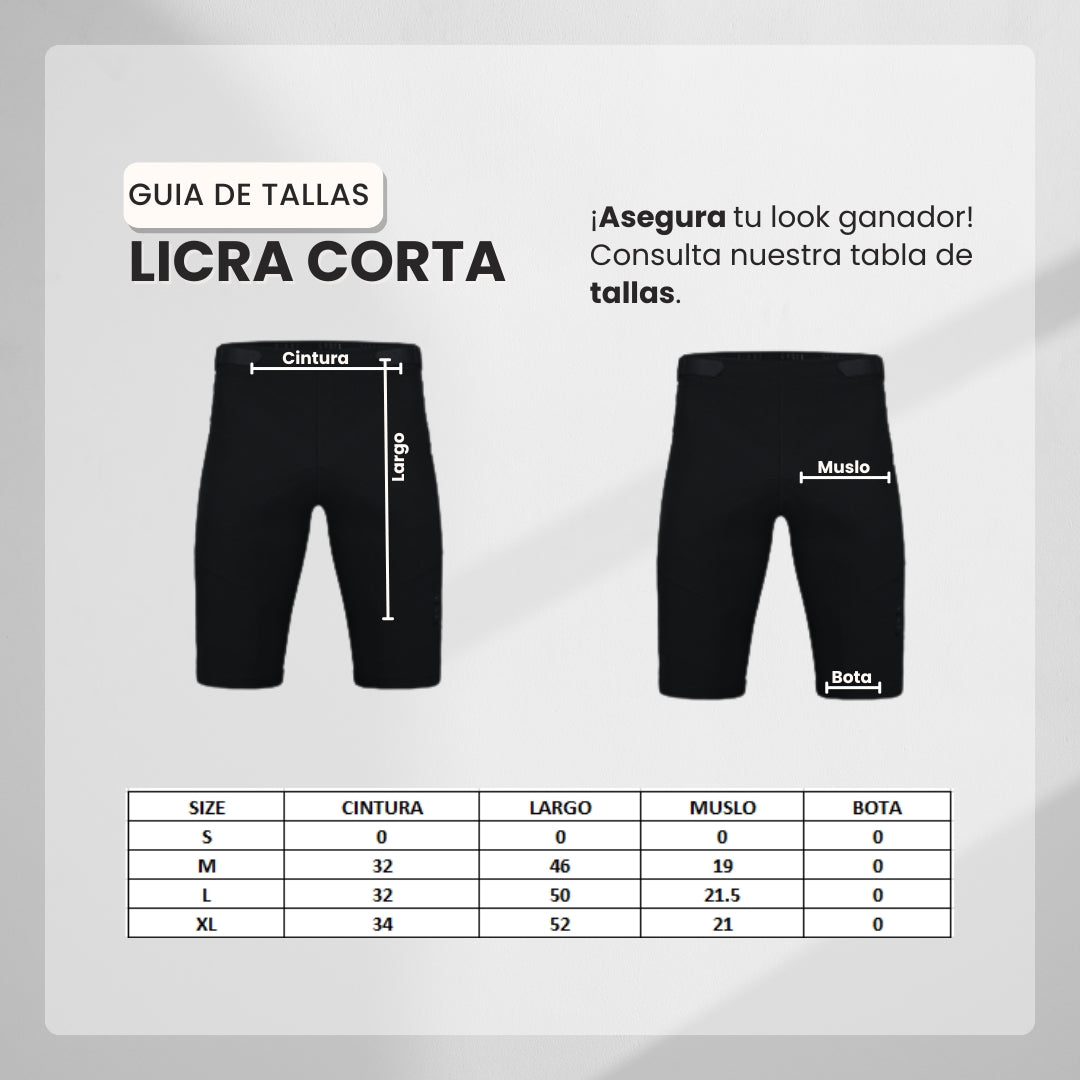 Guía de tallas Licra Deportiva Negra Para Hombre Ref. UND02