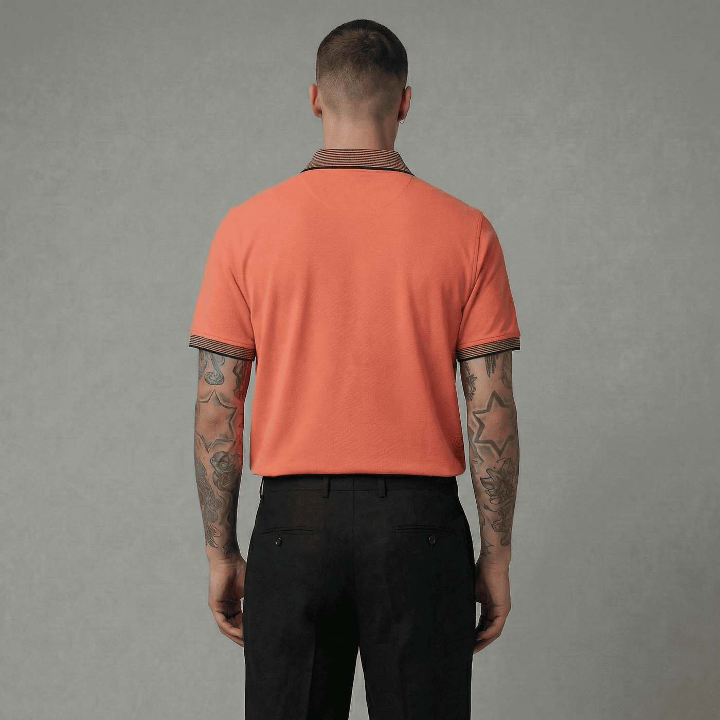 Polo naranja para hombre - vista trasera - JDC Luxury Store