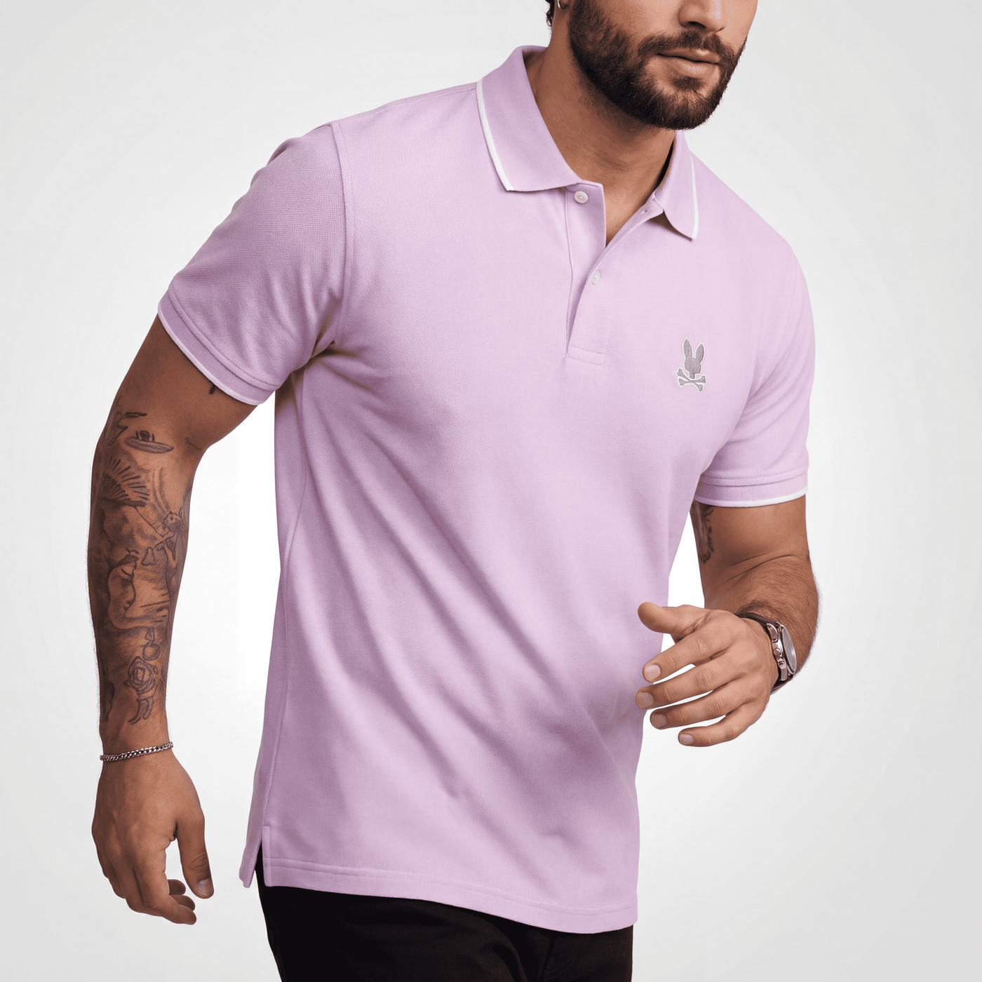 Camiseta 22335# Tipo Polo Morada Para Hombre