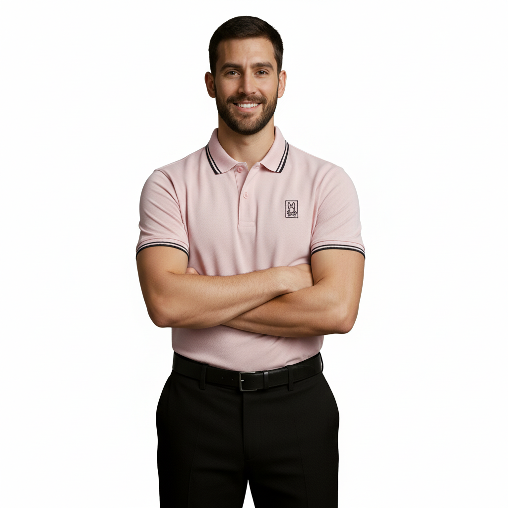 Camiseta 22339# Tipo Polo Rosa Para Hombre
