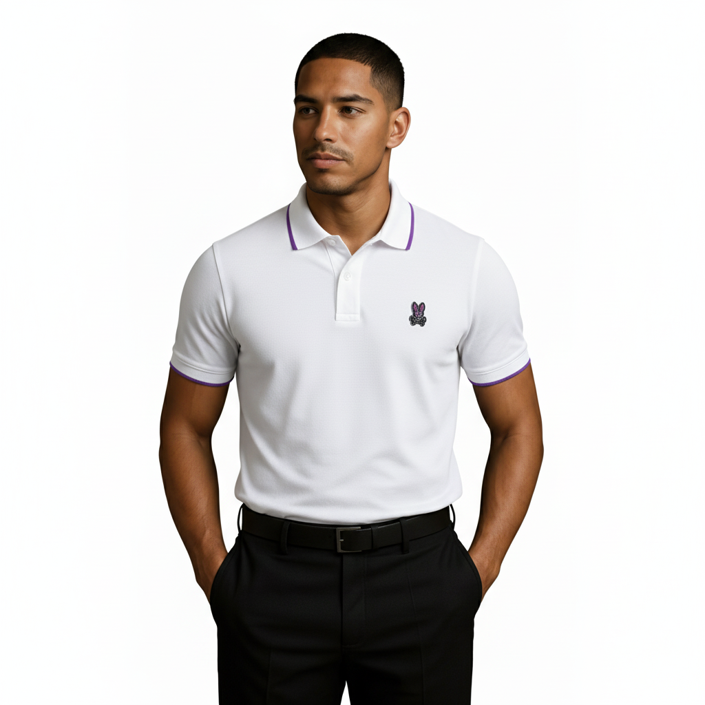 Camiseta 22362# Tipo Polo Blanca Para Hombre