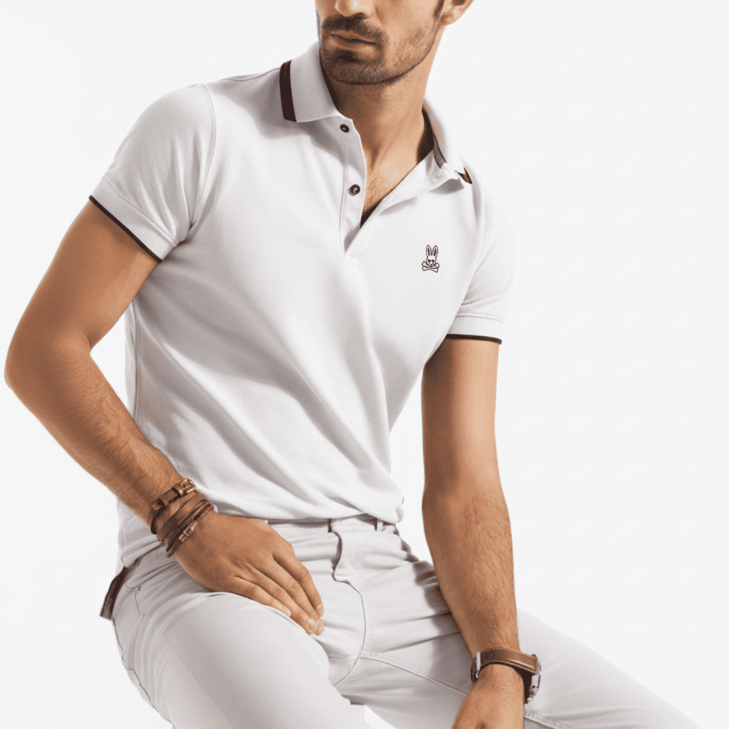 Polo blanca para hombre - con modelo - JDC Luxury Store