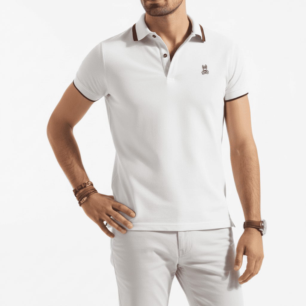 Polo blanca para hombre - con modelo - JDC Luxury Store