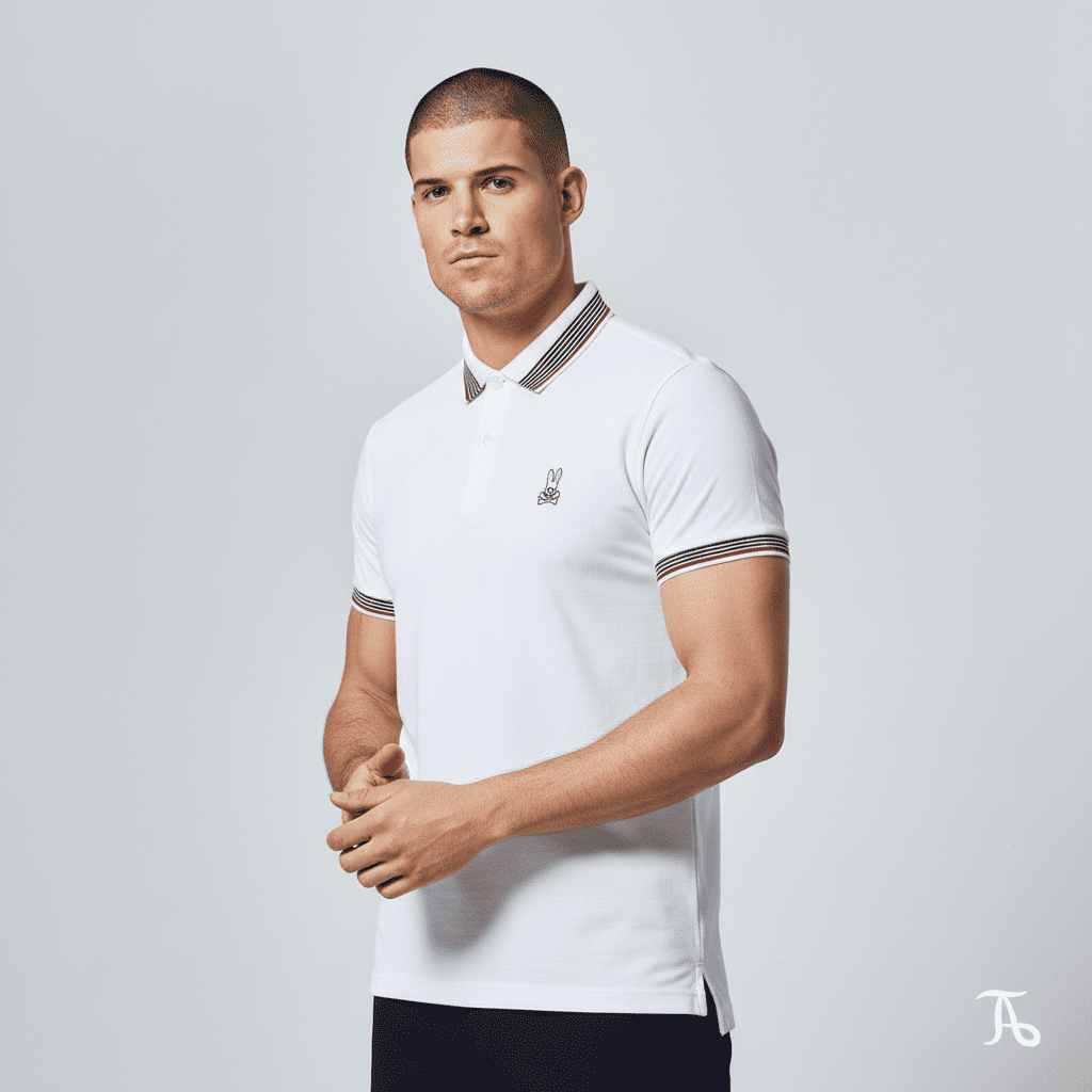 Polo blanca para hombre - con modelo - JDC Luxury Store