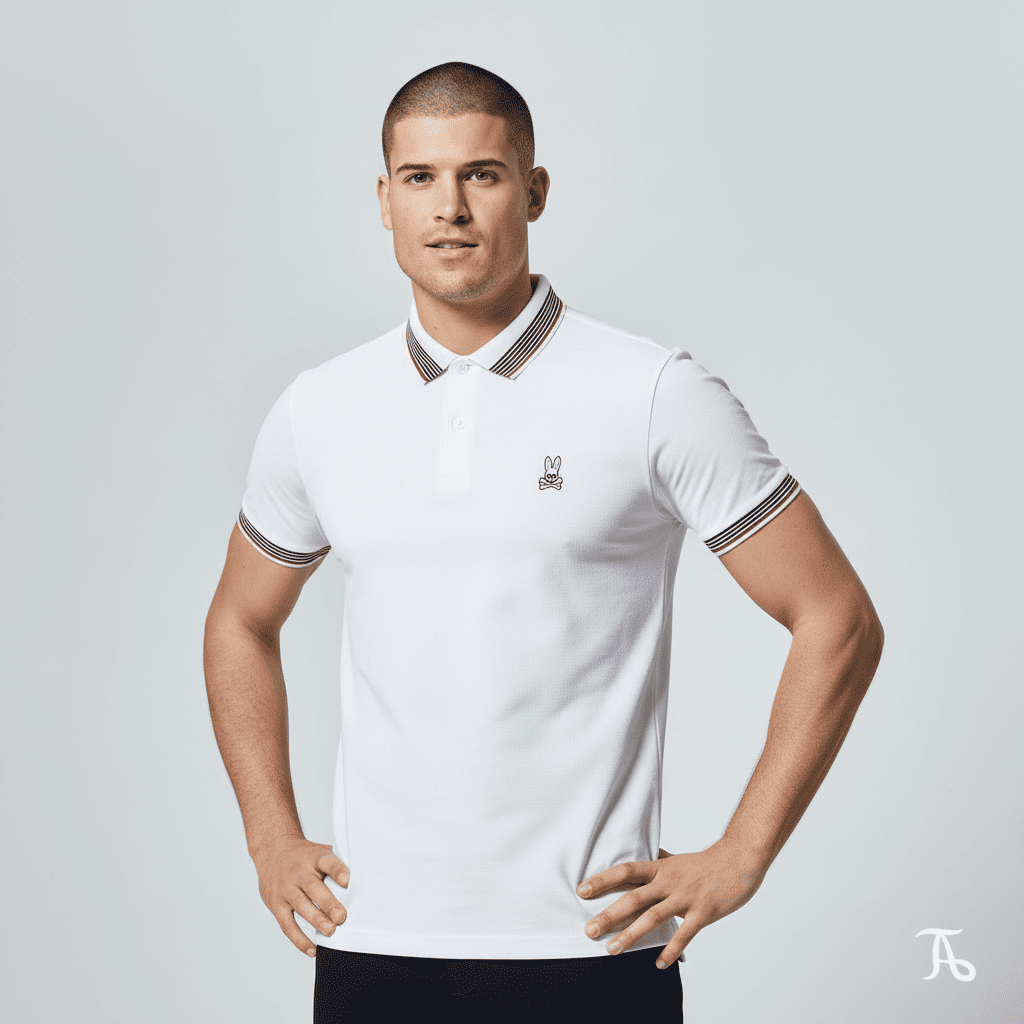 Polo blanca para hombre - con modelo - JDC Luxury Store