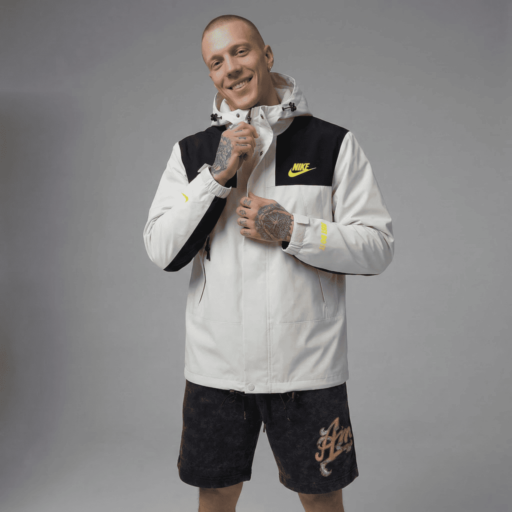Chaqueta deportiva crema para hombre - con modelo - JDC Luxury Store