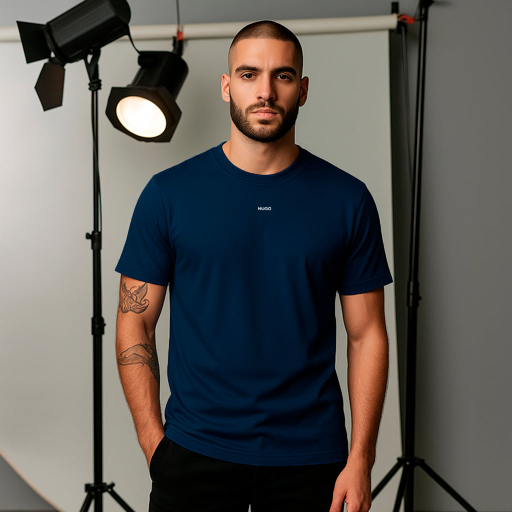 Camiseta básica azul oscuro para hombre - imagen 2 - JDC Luxury Store