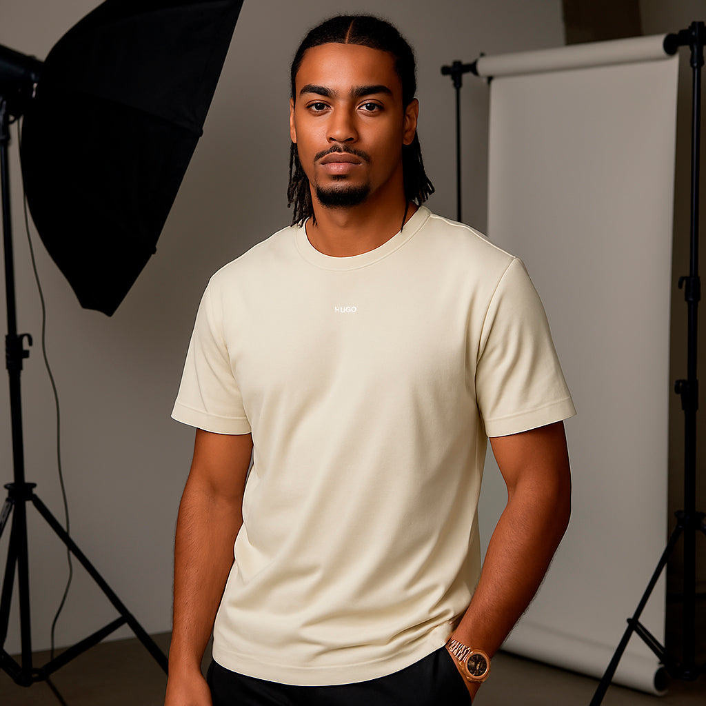 Camiseta básica crema para hombre - imagen 2 - JDC Luxury Store