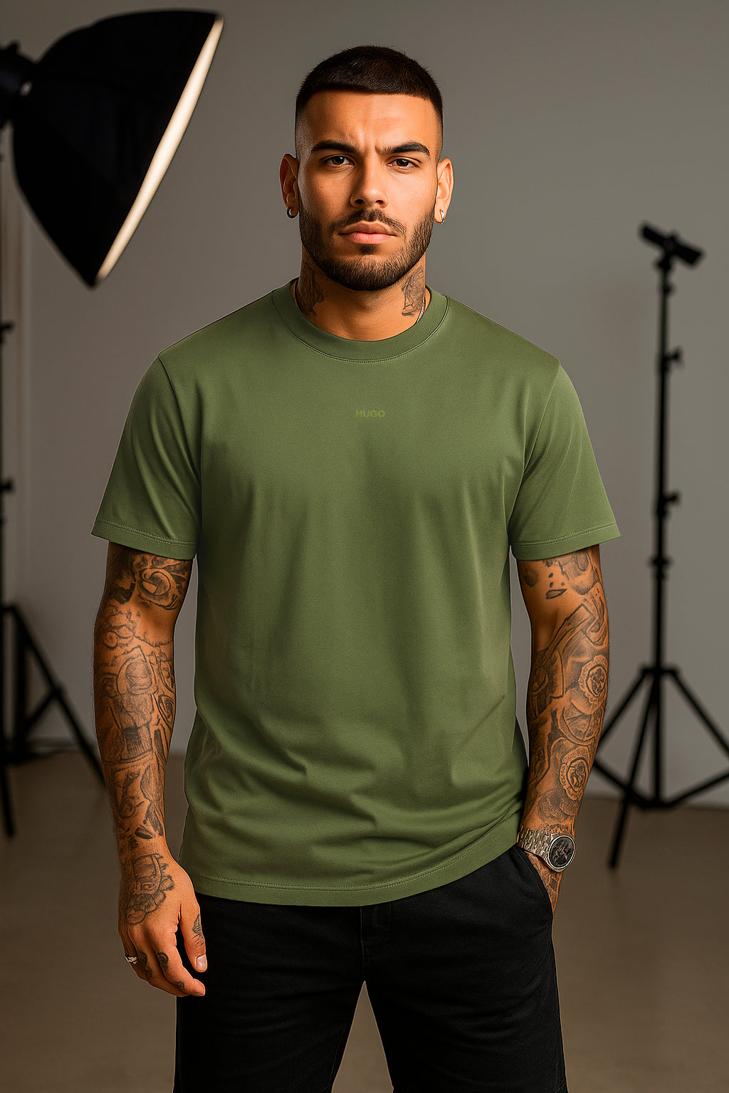 Camiseta básica verde para hombre - imagen 2 - JDC Luxury Store