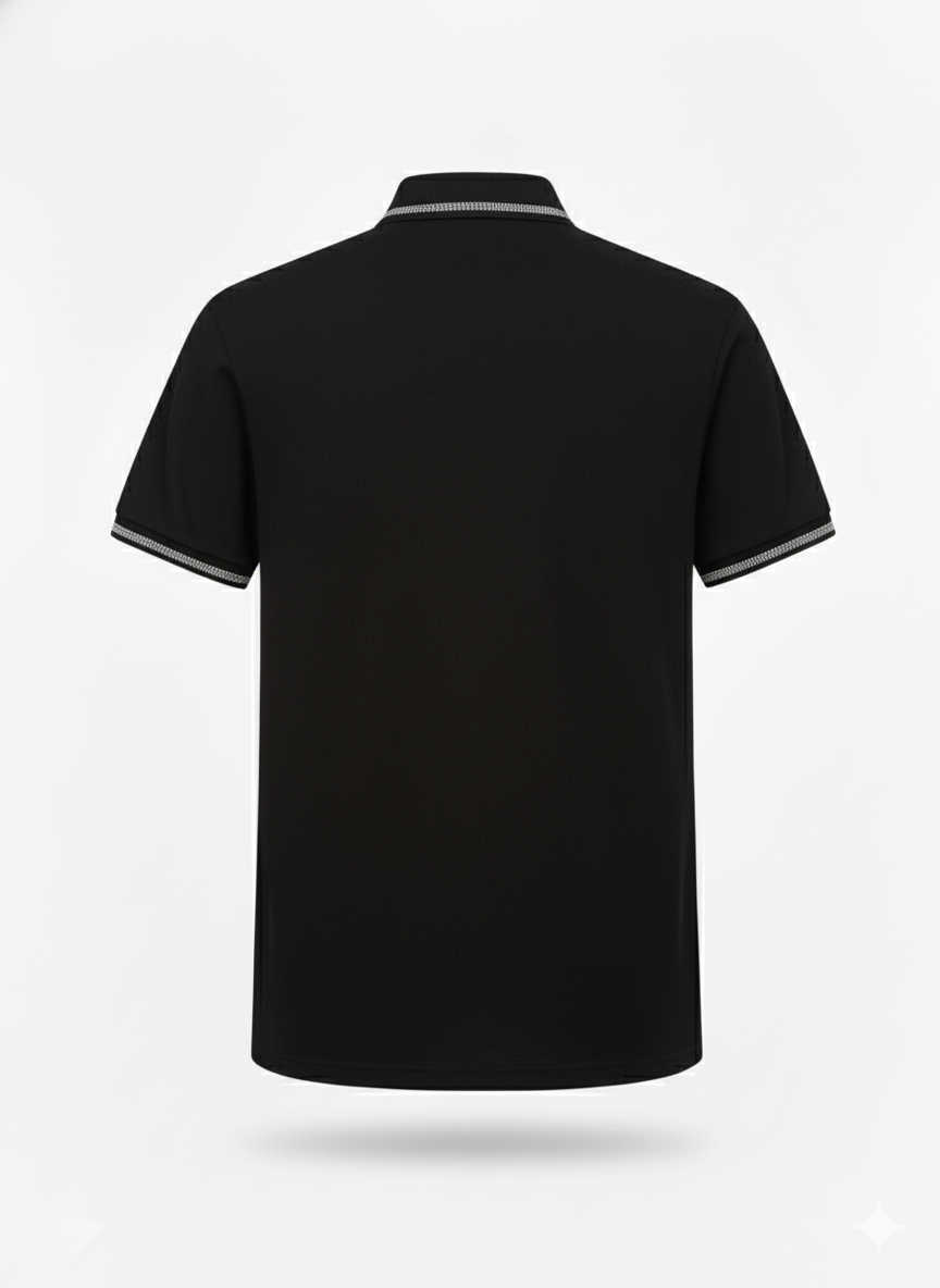 Camiseta 34593# Tipo Polo Negra Para Hombre
