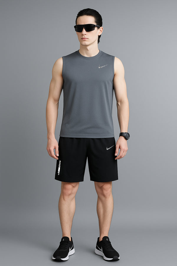 Conjunto Esqueleto/Pantaloneta Deportivo Gris Oscuro Para Hombre Ref. 566-04