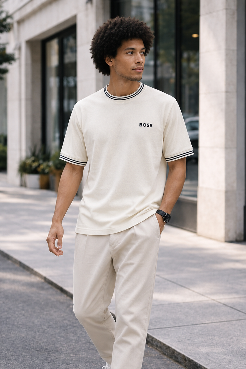 Camiseta 66043 Básica Crema Para Hombre