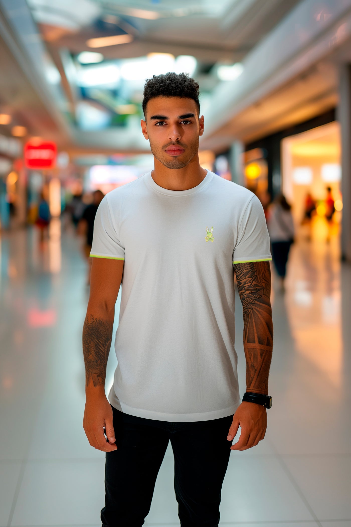 Camiseta básica blanca para hombre - con modelo - JDC Luxury Store