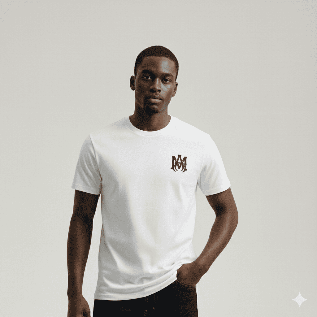 Camiseta estampada blanca para hombre - con modelo - JDC Luxury Store
