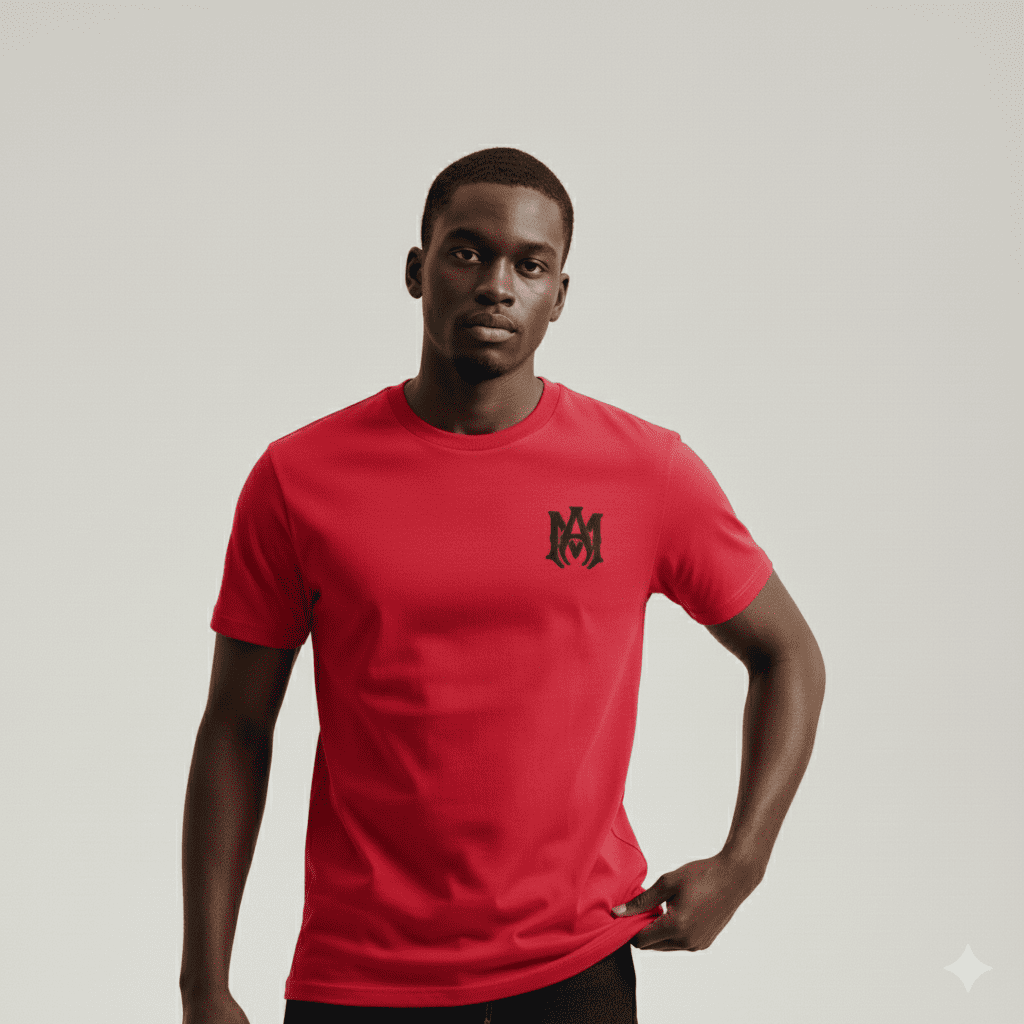 Camiseta estampada roja para hombre - con modelo - JDC Luxury Store