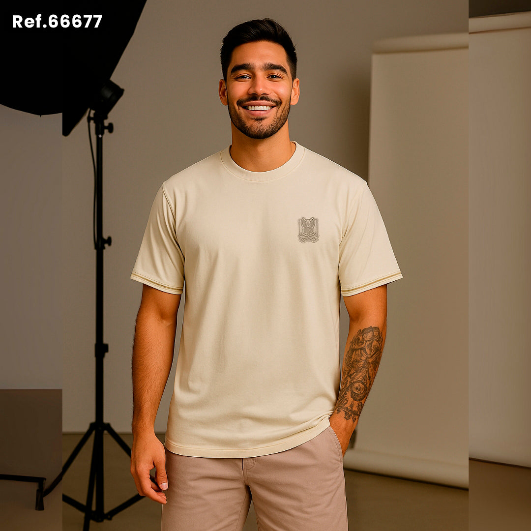Camiseta básica crema para hombre - imagen 2 - JDC Luxury Store