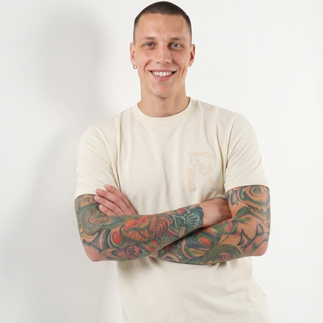 Camiseta 66778 Estampada Crema Para Hombre