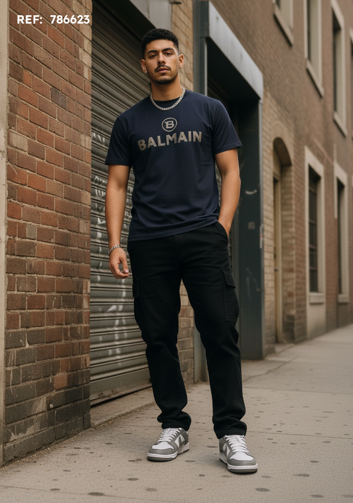Camiseta estampada azul oscuro para hombre - imagen 2 - JDC Luxury Store