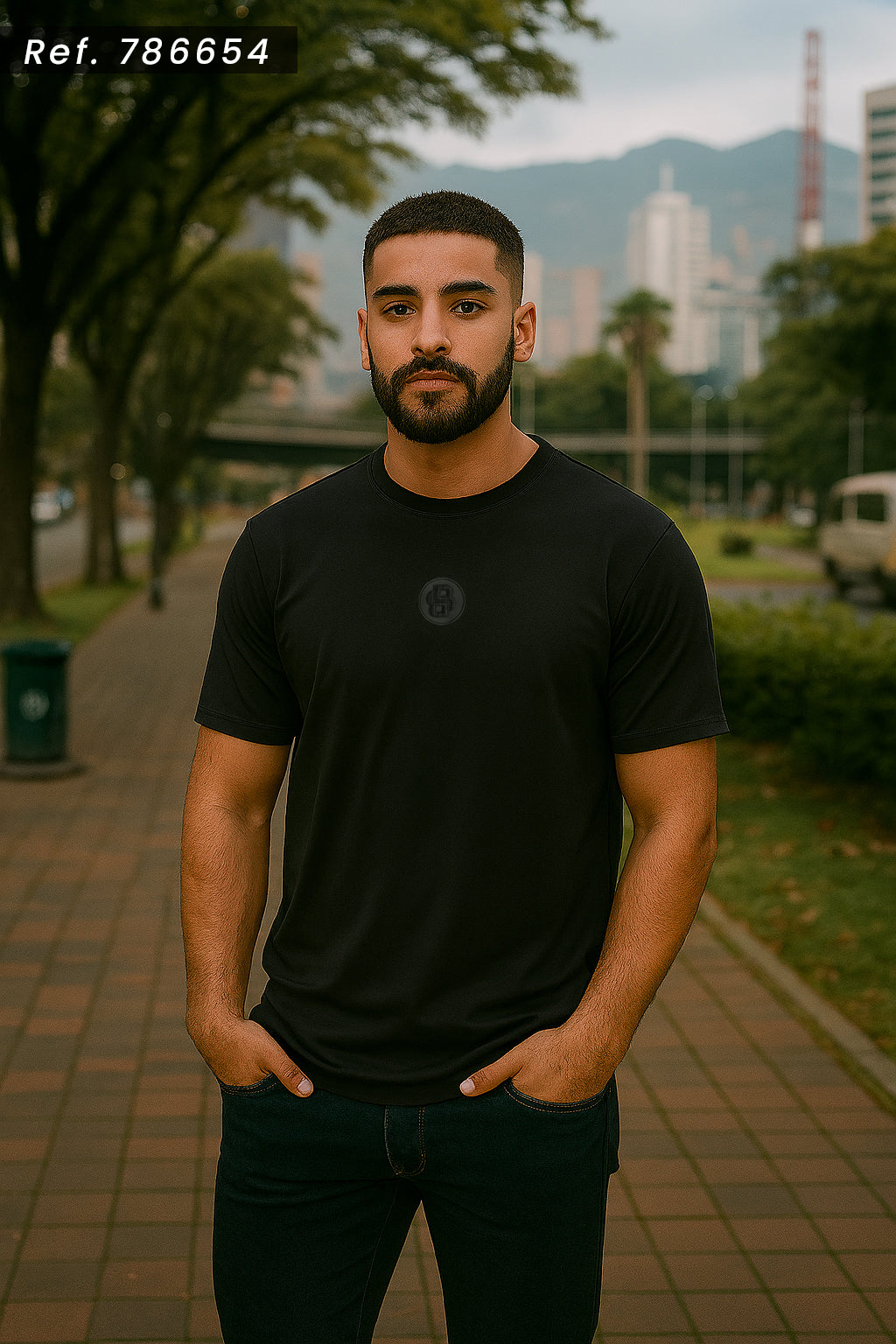Camiseta 786654 Básica Negra Para Hombre
