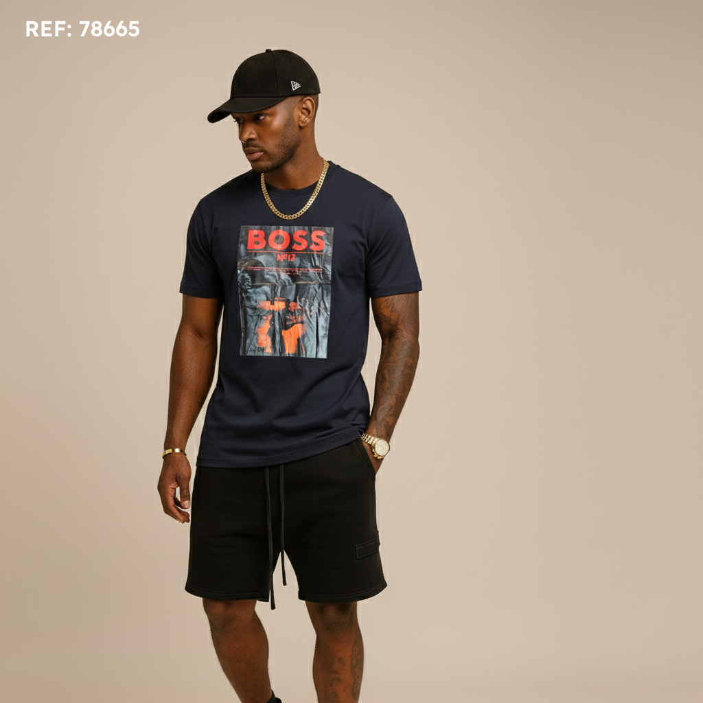 Camiseta estampada azul oscuro para hombre - imagen 2 - JDC Luxury Store