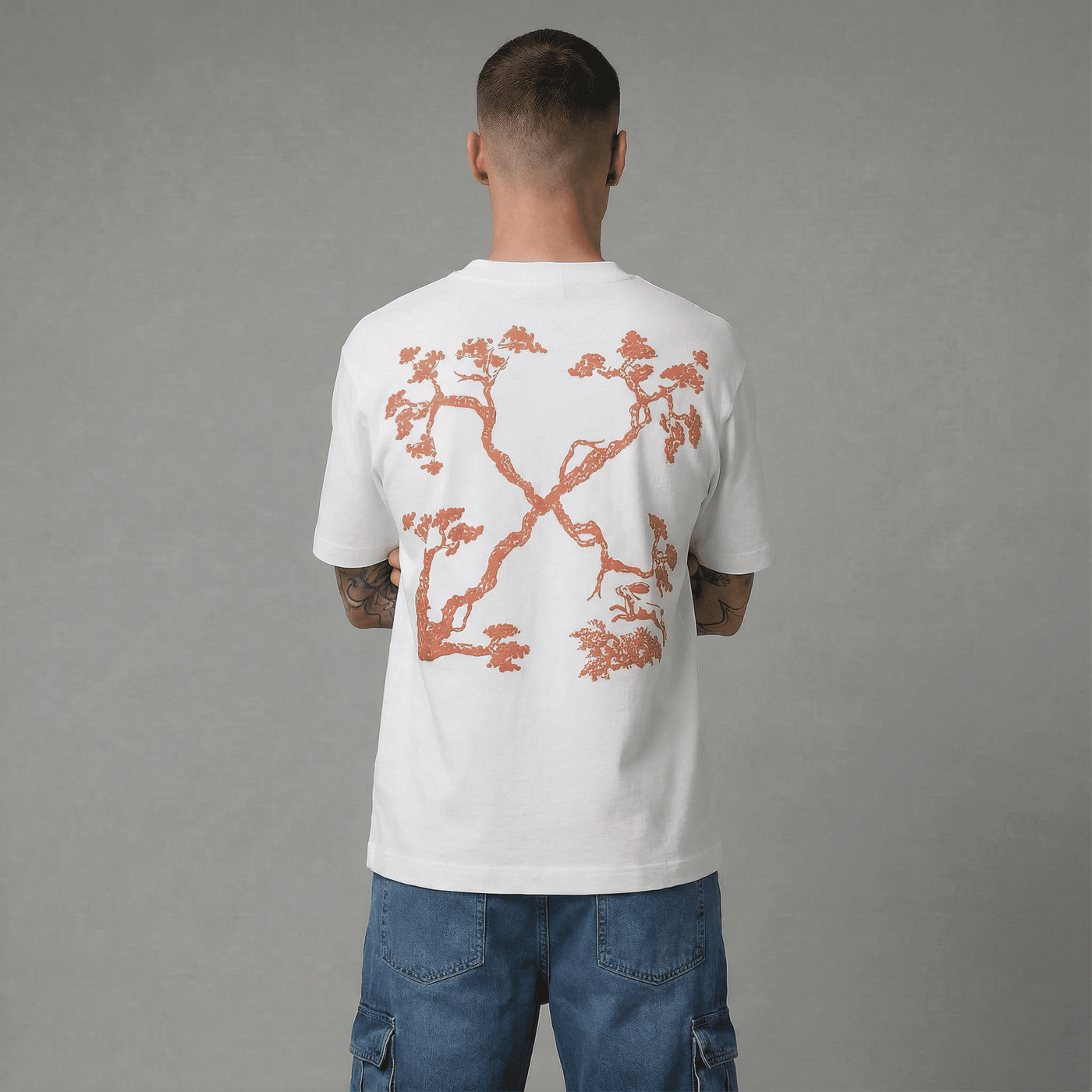 Camiseta oversize blanca para hombre - vista trasera - JDC Luxury Store