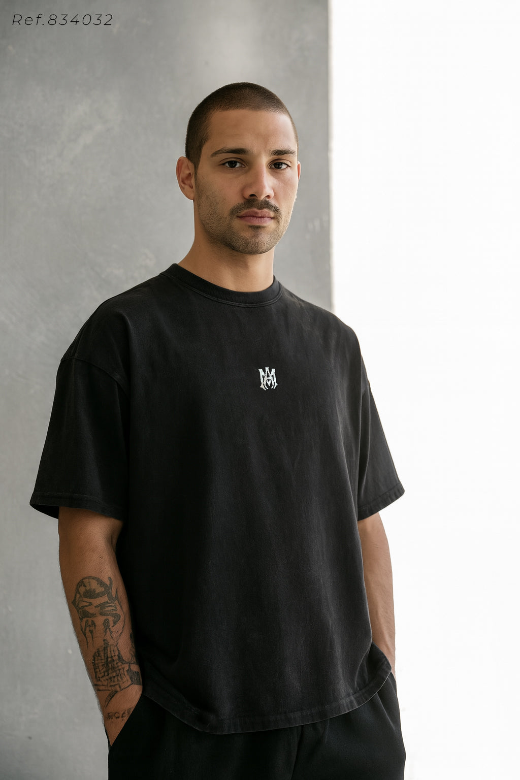 Camiseta 834032 Oversize Pickling Negra Para Hombre