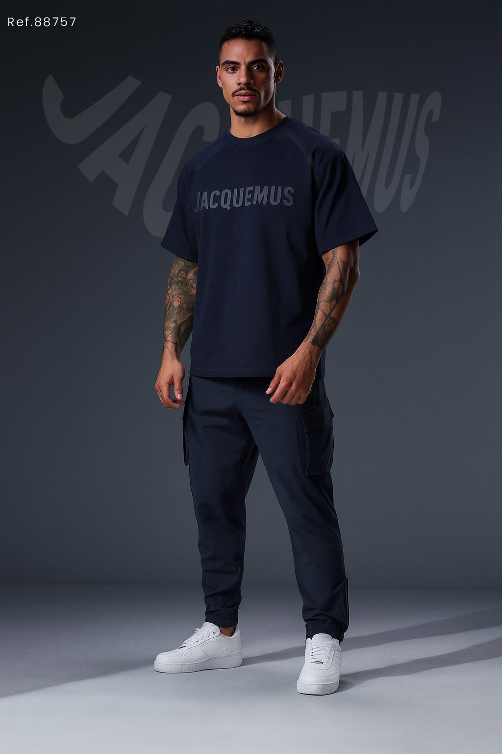 Camiseta 88757 Oversize Azul Oscuro Para Hombre
