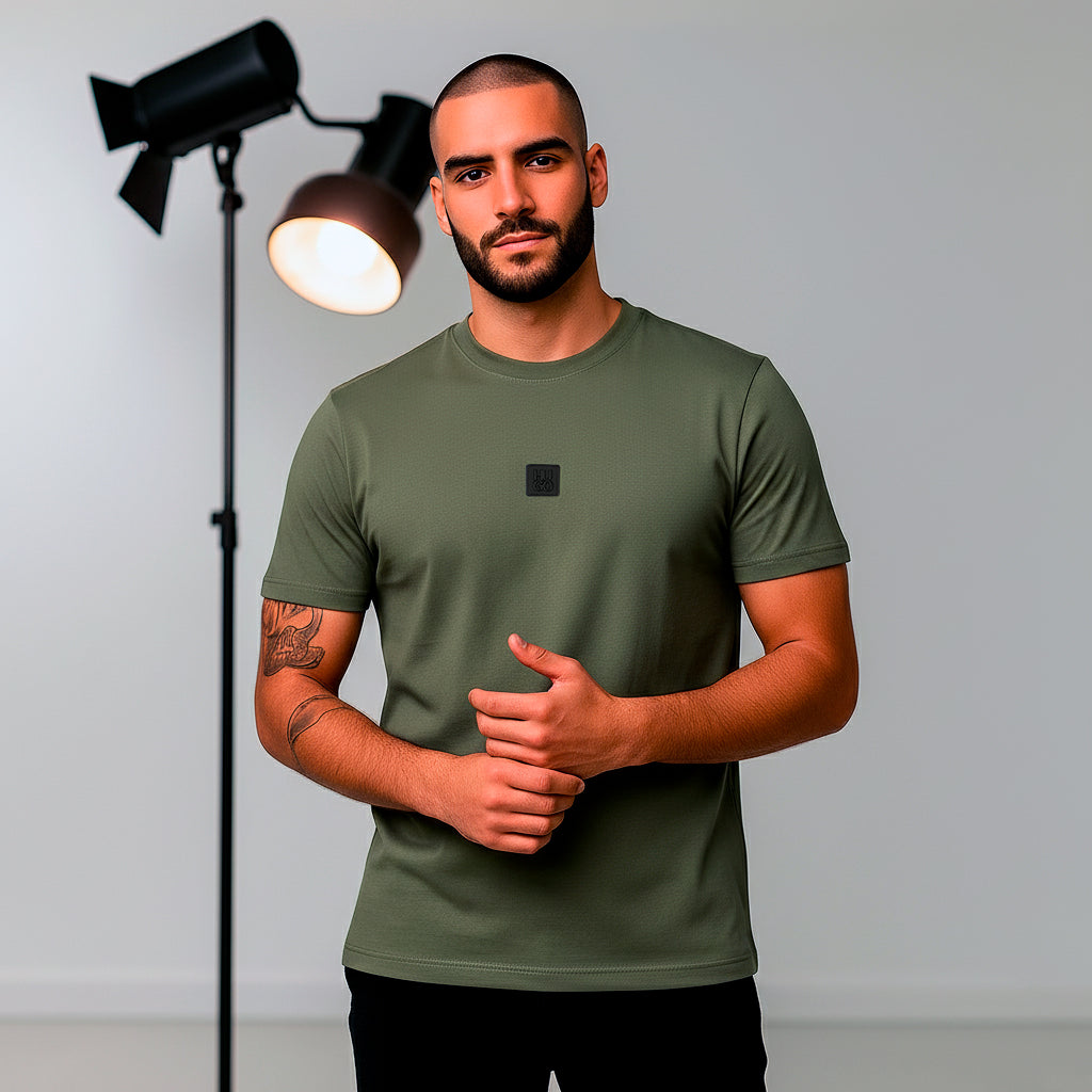 Camiseta B66002 Básica Verde Para Hombre