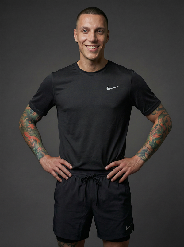 Camiseta Deportiva 10V1L-2 Básica Negra Para Hombre
