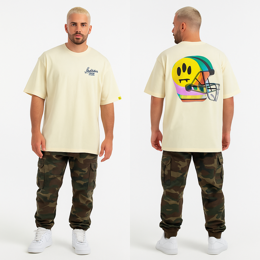 Camiseta oversize crema para hombre - imagen 2 - JDC Luxury Store