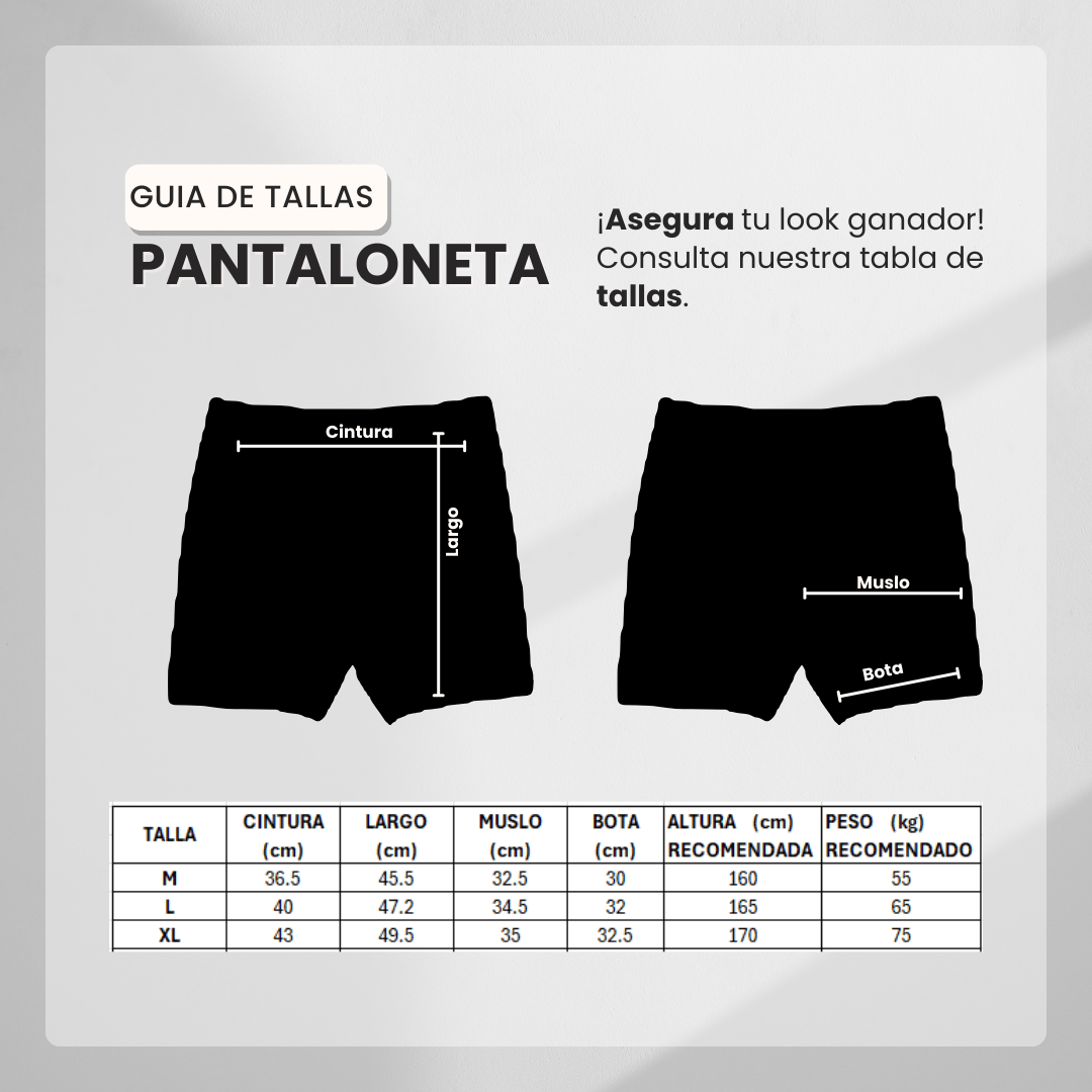 Guía de tallas Pantaloneta Deportiva Negra Para Hombre Ref. PAN10 V2
