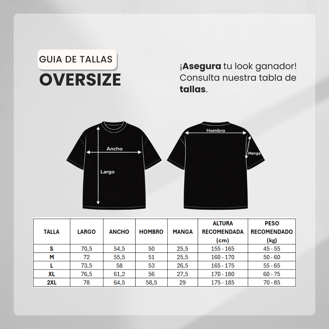 Guía de tallas Camiseta 788360 Oversize Negra Para Hombre