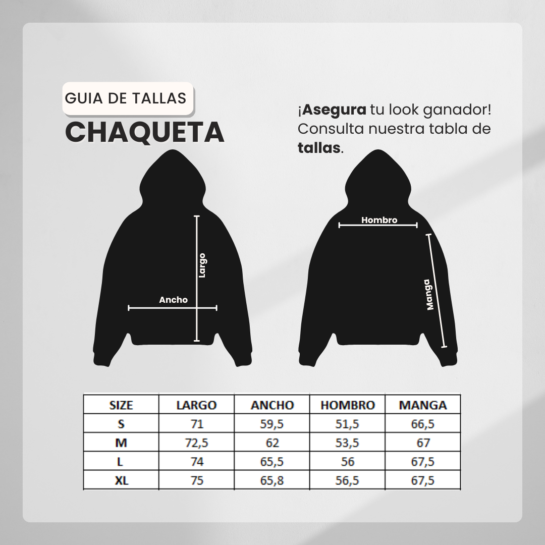 Guía de tallas Chaqueta Deportiva Blanca Para Hombre Ref. CHA21