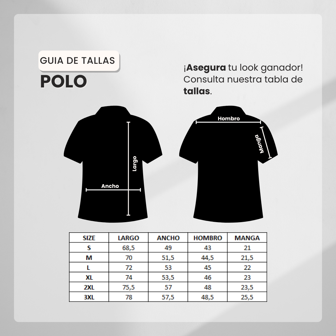 Guía de tallas Camiseta 22365# Tipo Polo Azul Oscuro Para Hombre