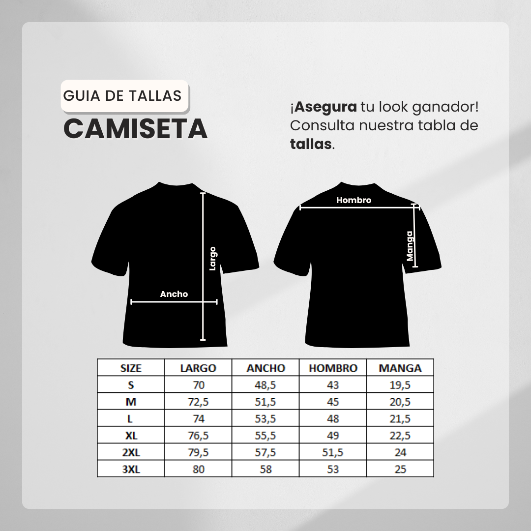 Guía de tallas Camiseta 66039 Estampada Negra Para Hombre