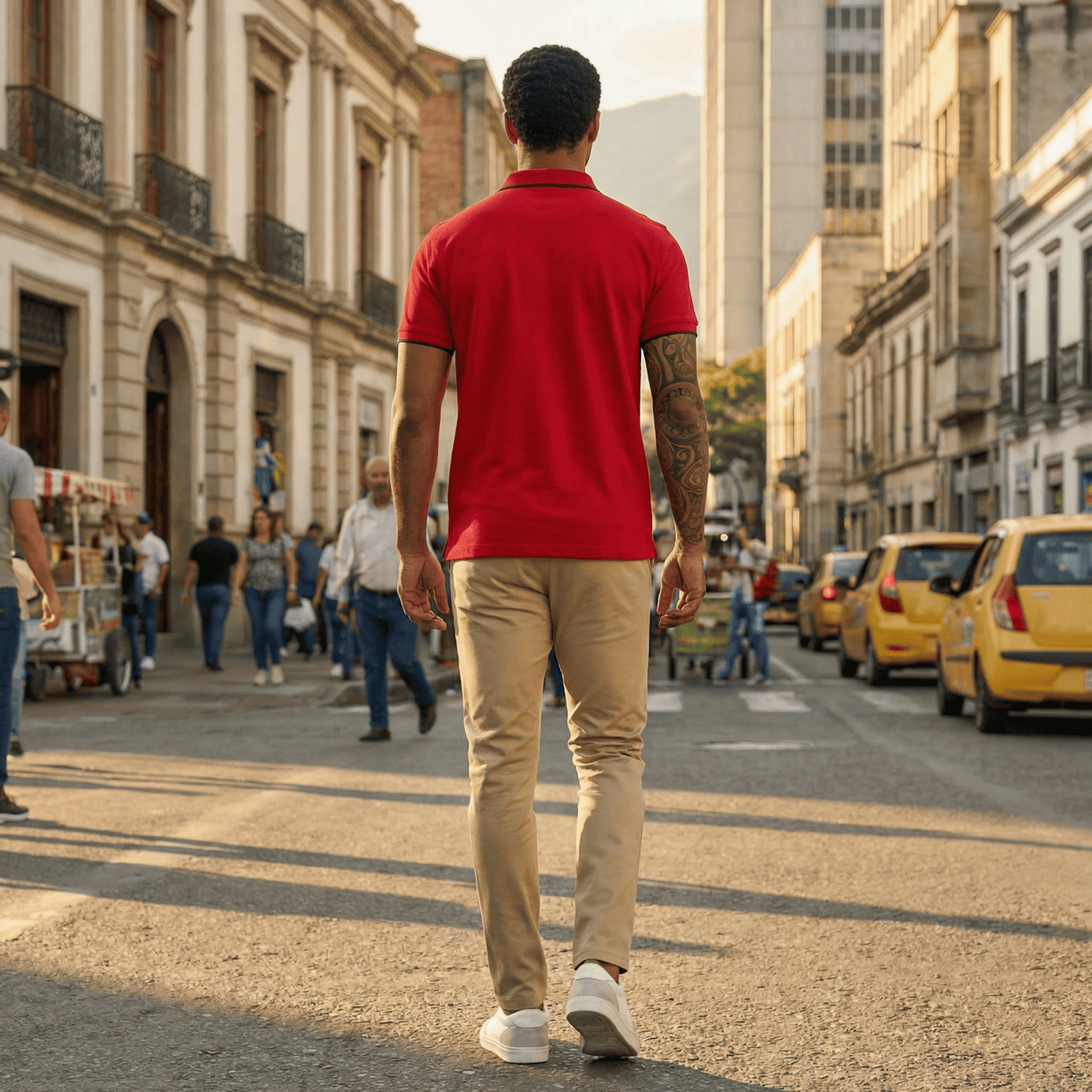 Camiseta 22369# Tipo Polo Roja Para Hombre