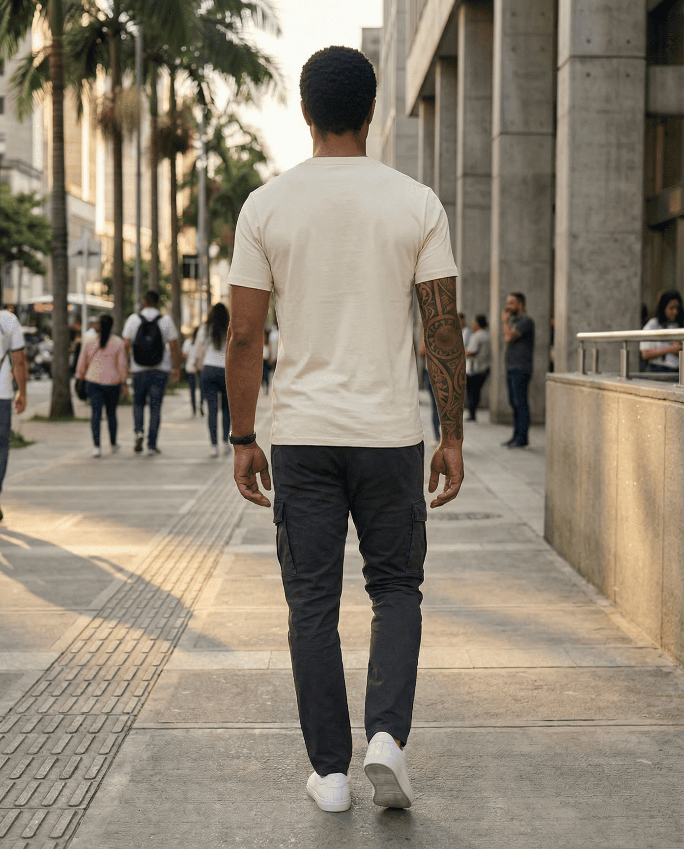 Camiseta básica crema para hombre - vista trasera - JDC Luxury Store