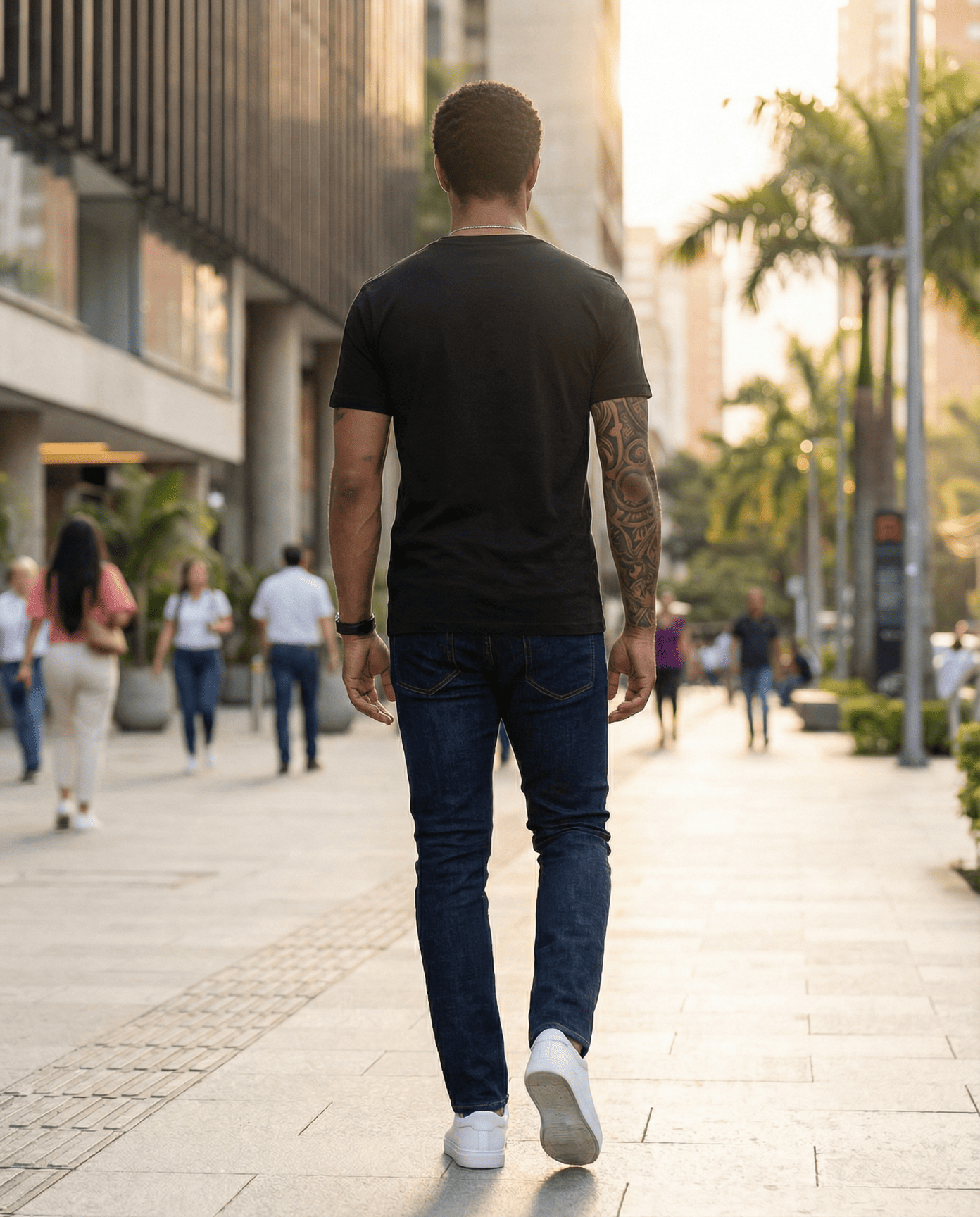 Camiseta básica negra para hombre - vista trasera - JDC Luxury Store