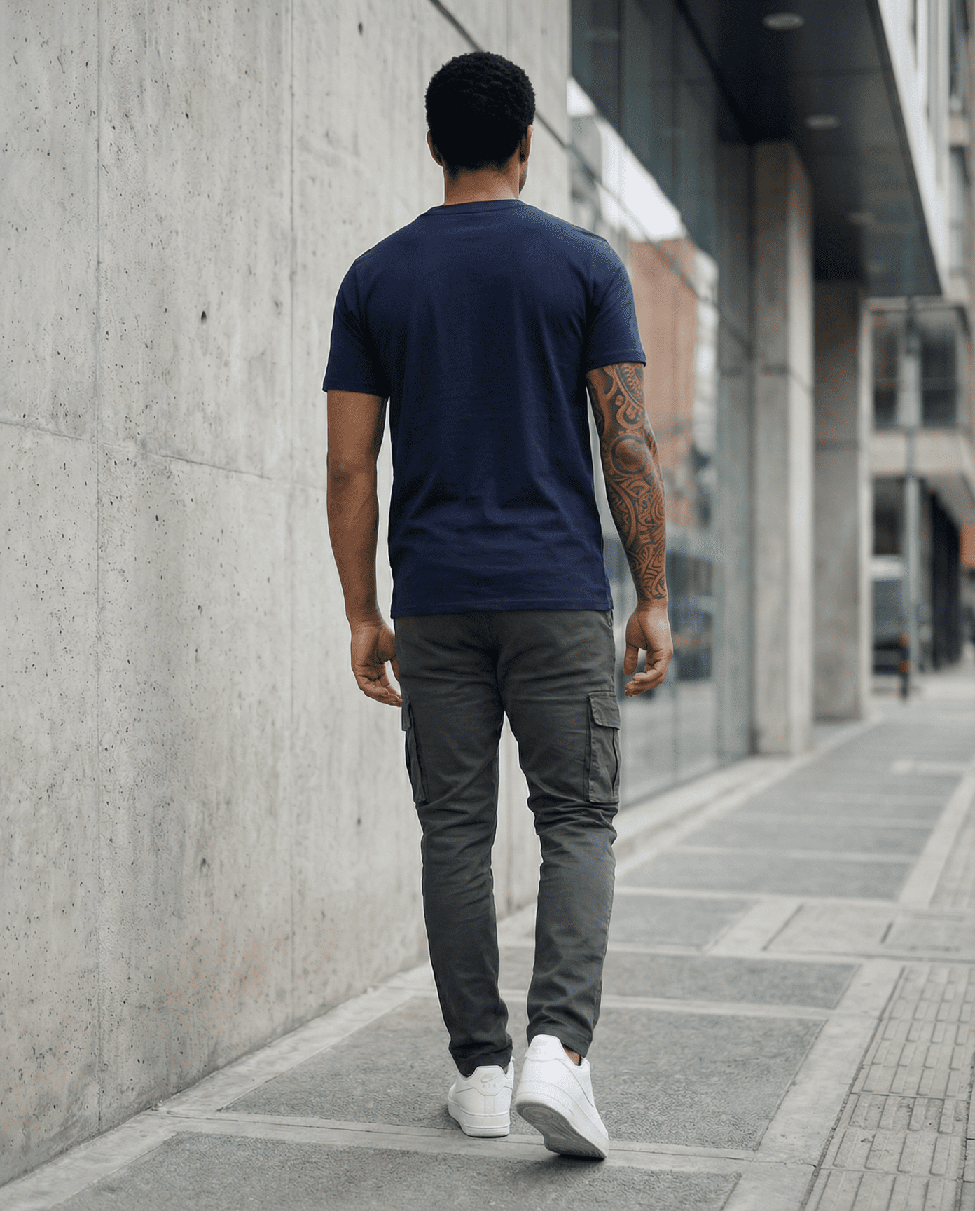 Camiseta básica azul oscuro para hombre - vista trasera - JDC Luxury Store