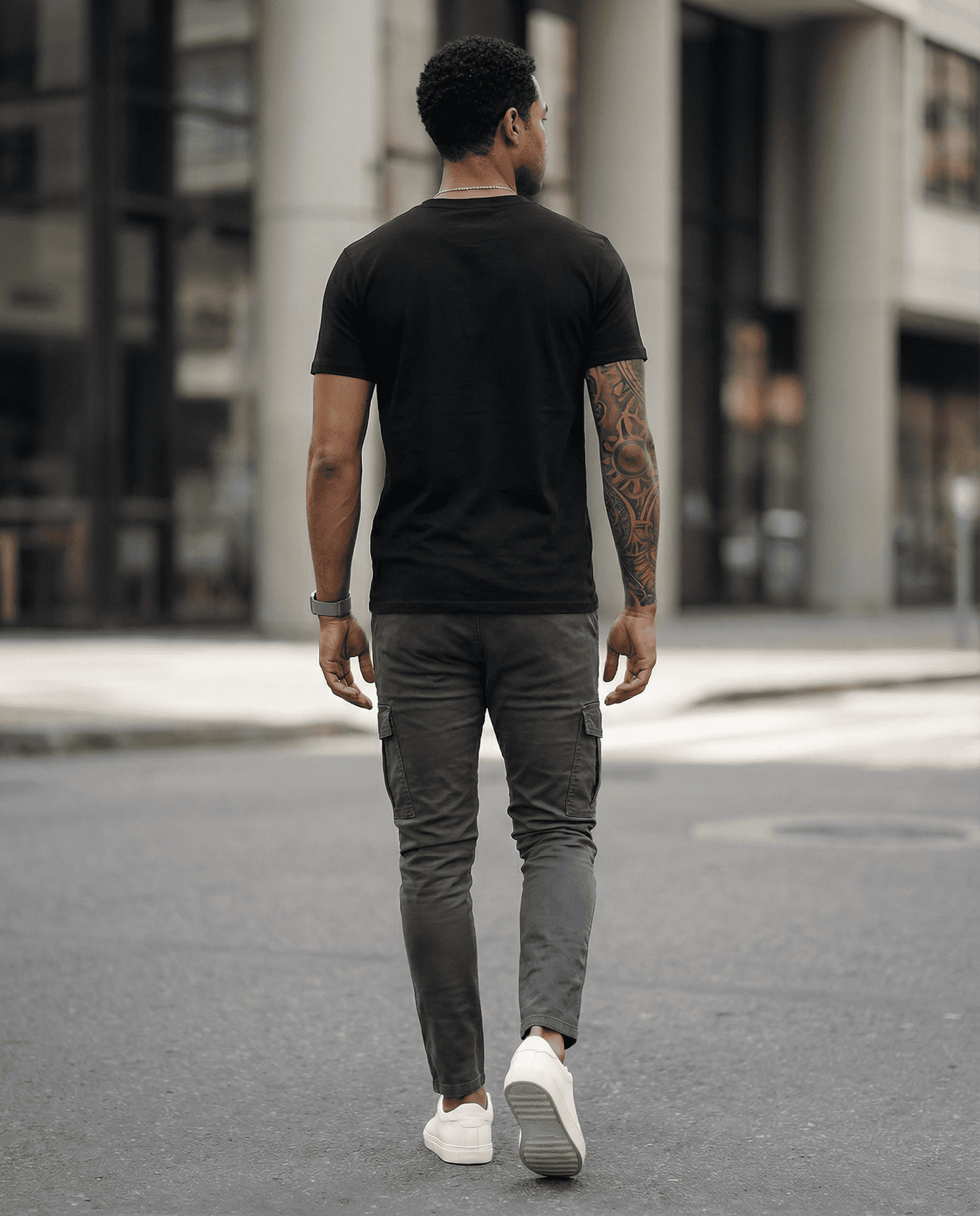 Camiseta básica negra para hombre - vista trasera - JDC Luxury Store