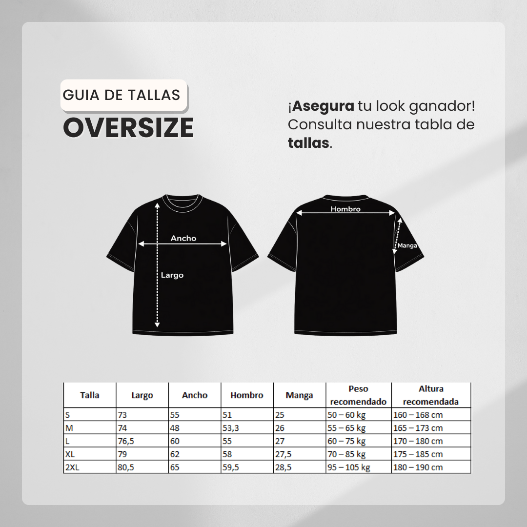 Guía de tallas Camiseta 88981 Oversize Crema Para Hombre