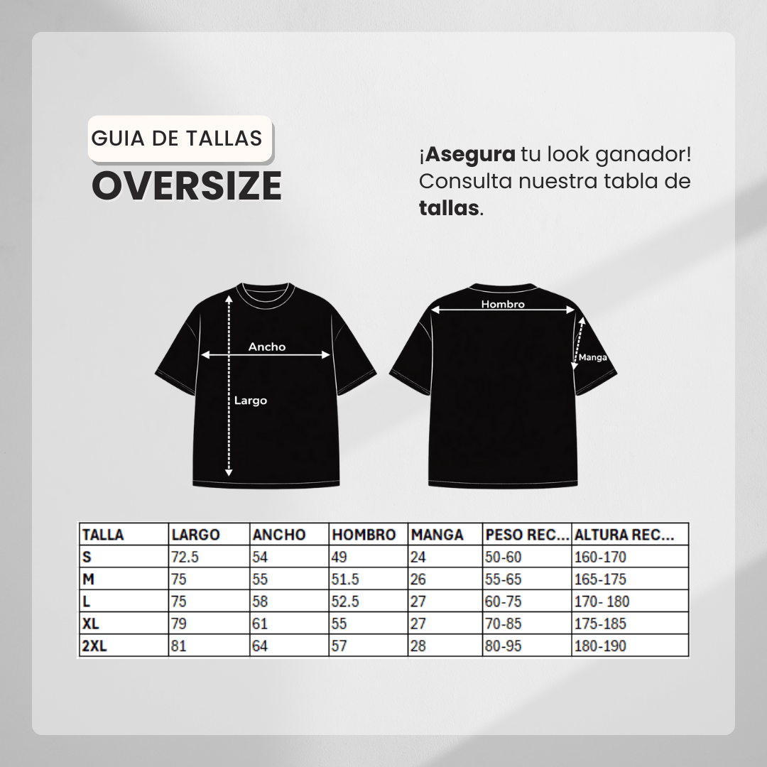 Guía de tallas Camiseta 788342 Oversize Negro Para Hombre