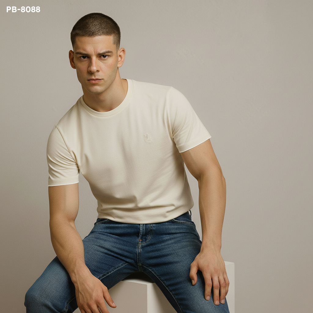 Camiseta básica crema para hombre - imagen 2 - JDC Luxury Store