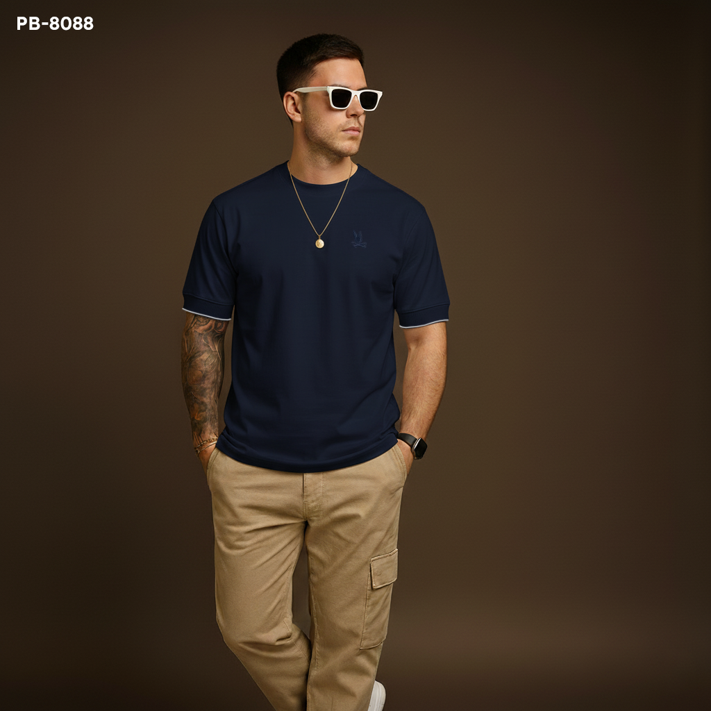 Camiseta PB-8088 Básica Azul Oscuro Para Hombre