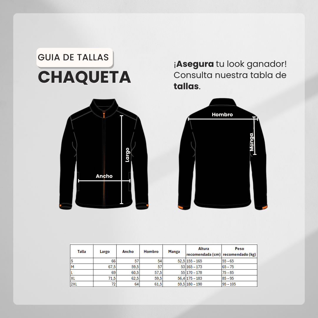 Guía de tallas Chaqueta Deportiva Negra Para Hombre Ref. 23657