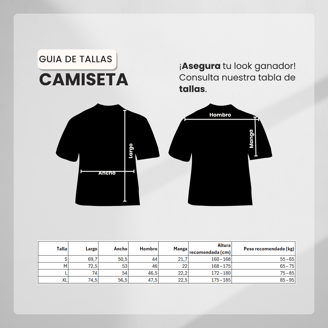 Guía de tallas Camiseta Deportiva Blanco para hombre Ref. CAM25